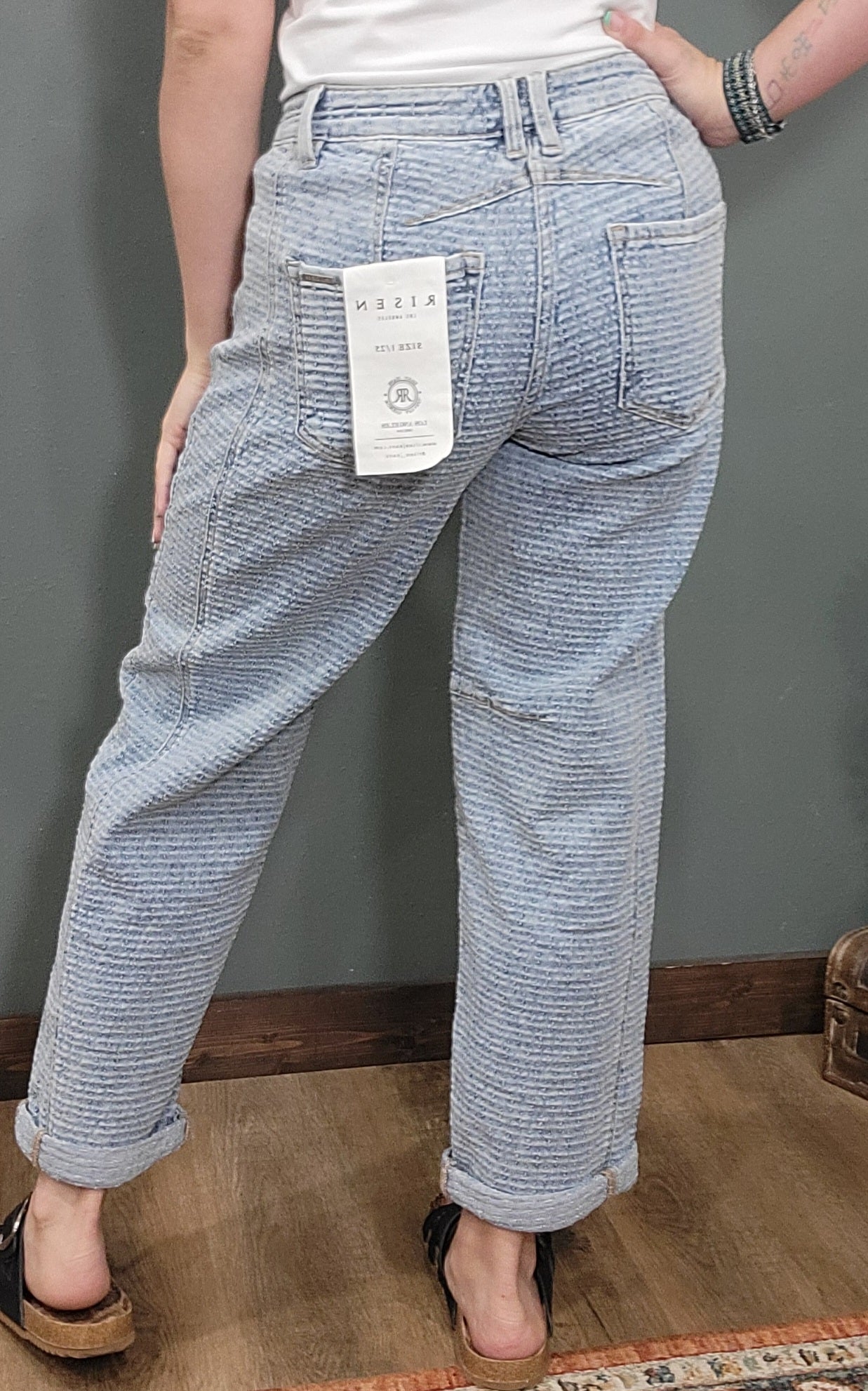 Risen Slouchy Barrel Textured Denim Jean