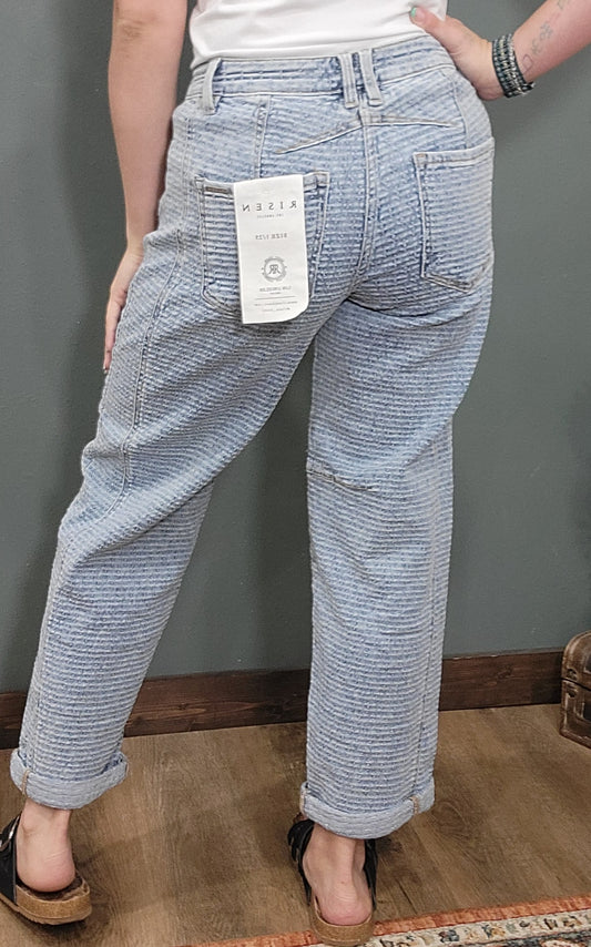 Risen Slouchy Barrel Textured Denim Jean