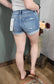 Risen Medium Washed Cuffed Denim Short