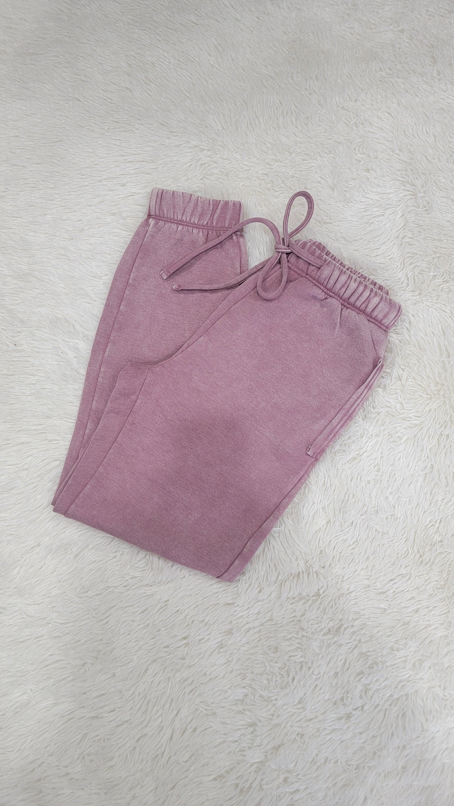 Zenana Sweatpants Acid Wash - Light Pink Curvy/Regular