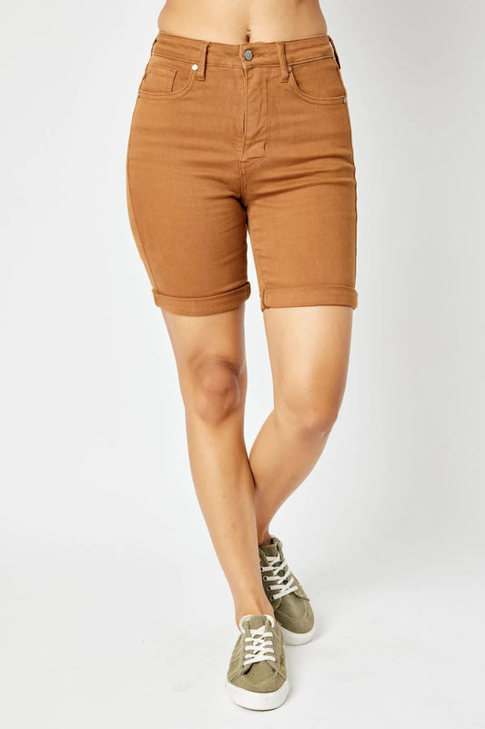Judy Blue Brown Tummy Control Bermuda Shorts