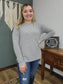 Pink Clover Grey Ribbed Crew Sweater