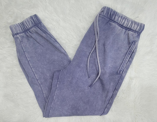Zenana Sweatpants Acid Wash Periwinkle