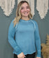 Zenana Acid Washed Aqua Long Sleeve Top