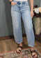 Risen Denim High-Rise Cuffed Barrel Jean -  Reg/Curvy