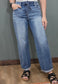 Risen Tie Waist Boyfriend Jean with Cuffed Hem