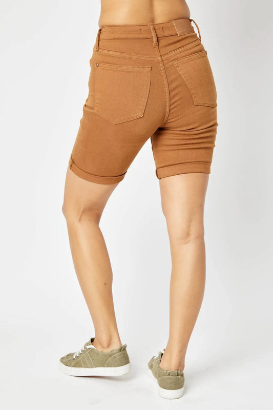 Judy Blue Brown Tummy Control Bermuda Shorts