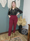 Burgundy Stretch Straight Fit Dress Pants