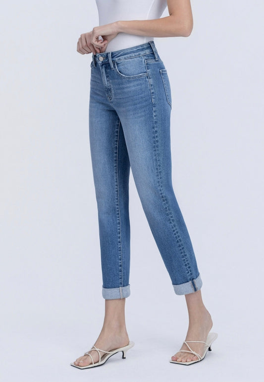Lovervet Mid-Rise Double Cuffed Boyfriend Jean