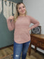 Pink Clover Salmon Speckled Crew Knit Sweater