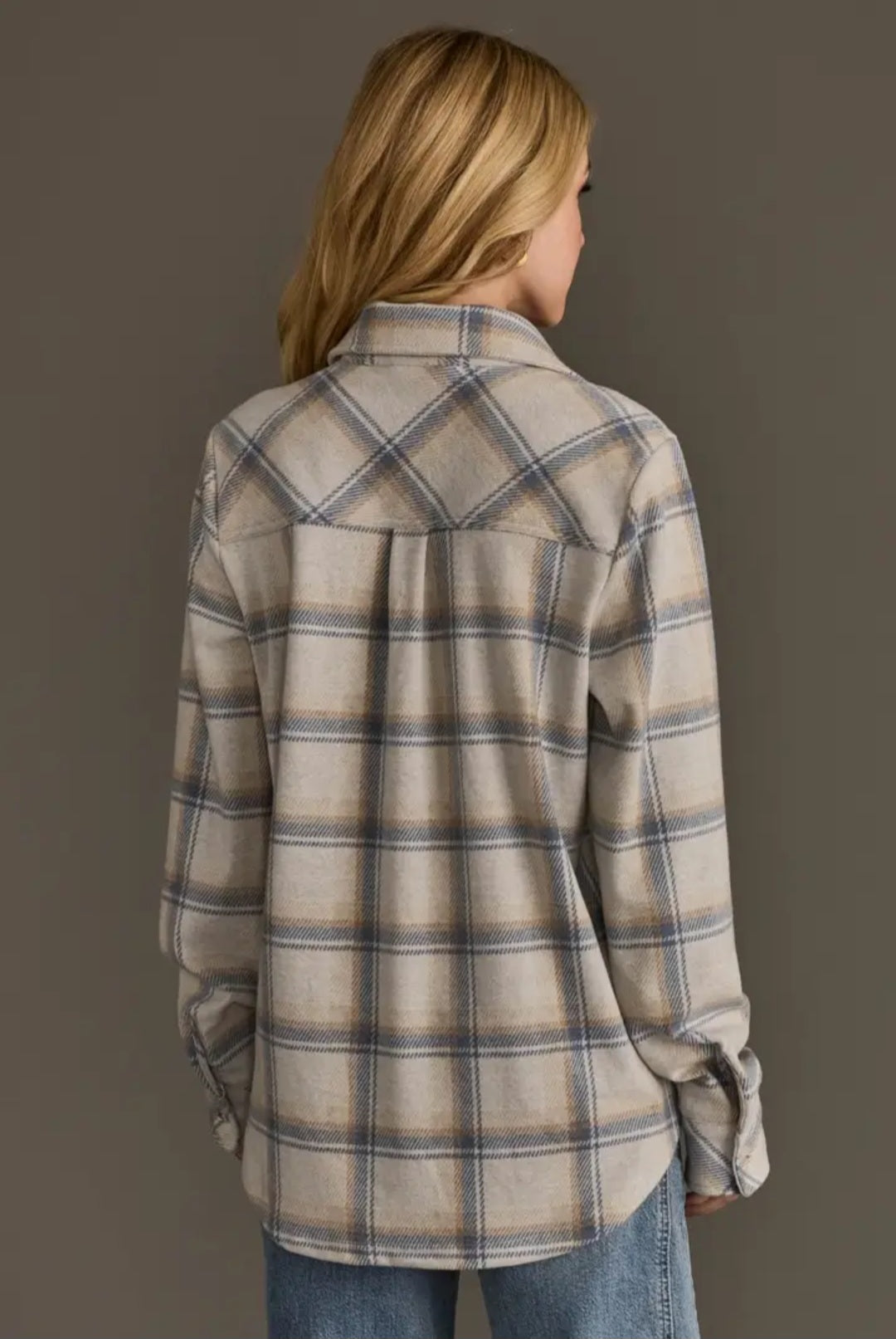 Panache Soft Button Up - Blue/Tan Plaid