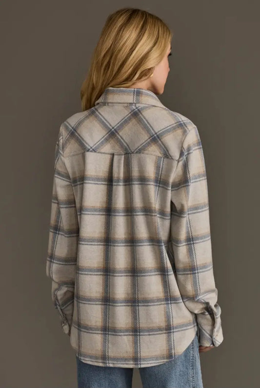 Panache Soft Button Up - Blue & Tan Plaid