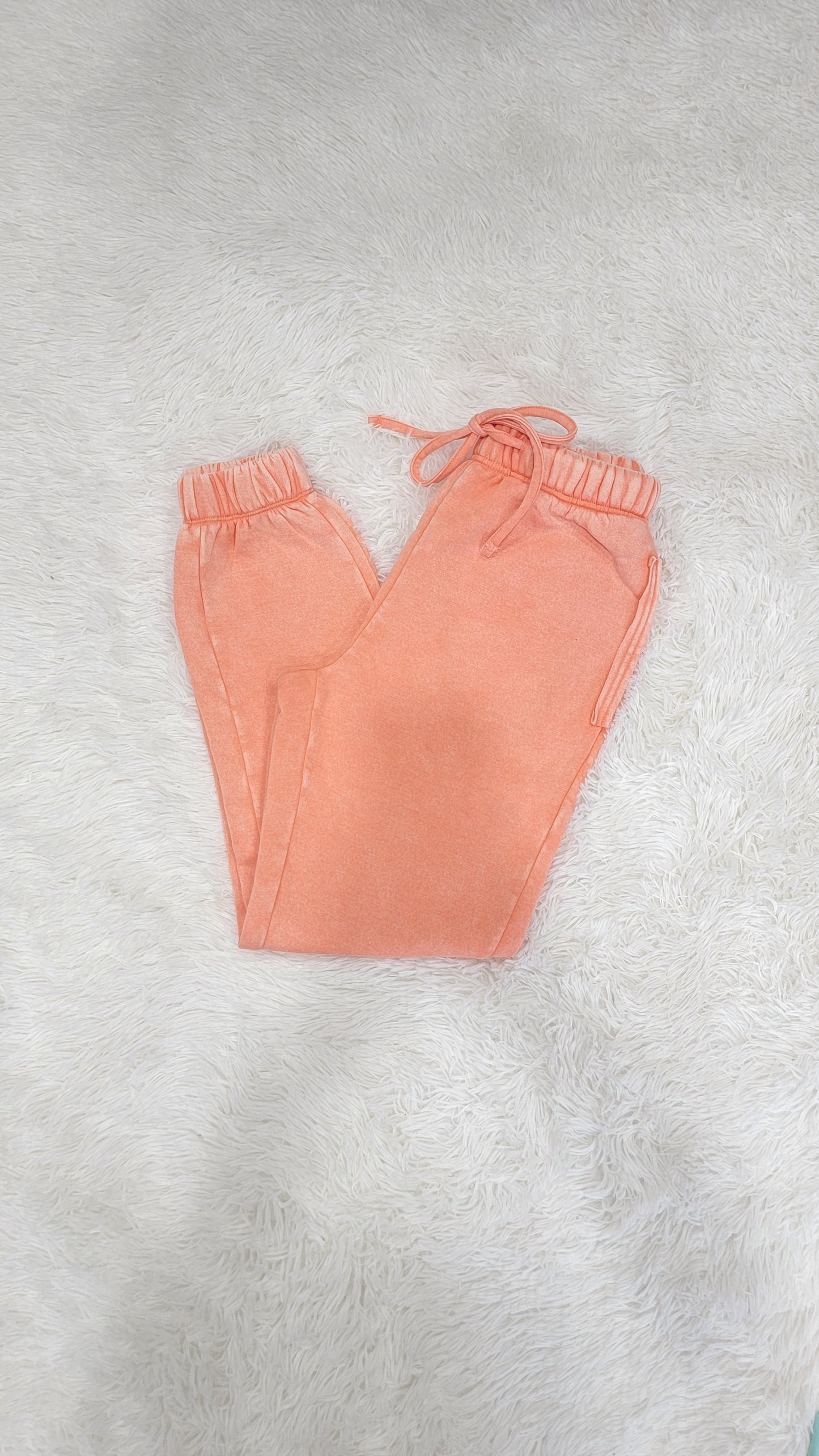 Zenana Acid Wash Sweatpants-Coral