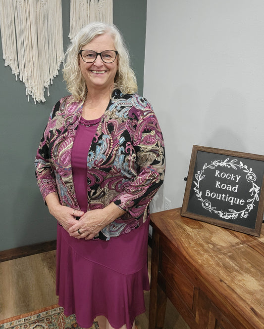 Southern Lady Purple+Tan Cardigan