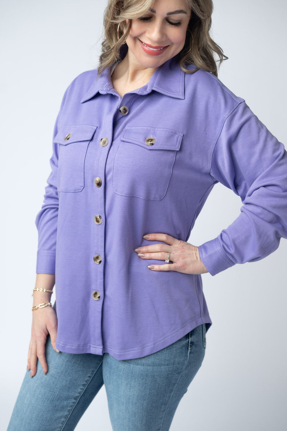Michelle Mae Lilac Button Up Shirt