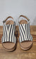 Corkys Carley Black Natural Stripe Wedge Sandal