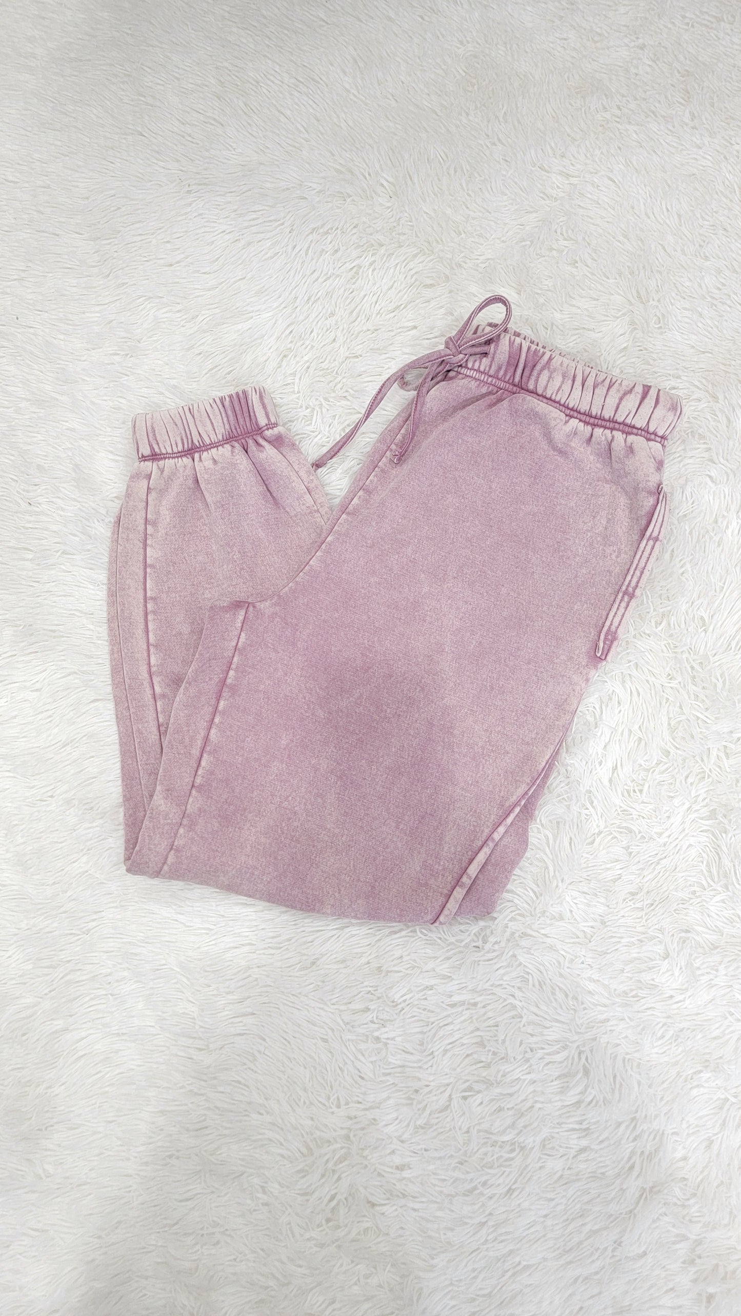 Zenana Sweatpants Acid Wash - Light Pink Curvy/Regular