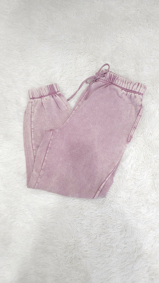 Zenana Sweatpants Acid Wash - Light Pink Curvy/Regular