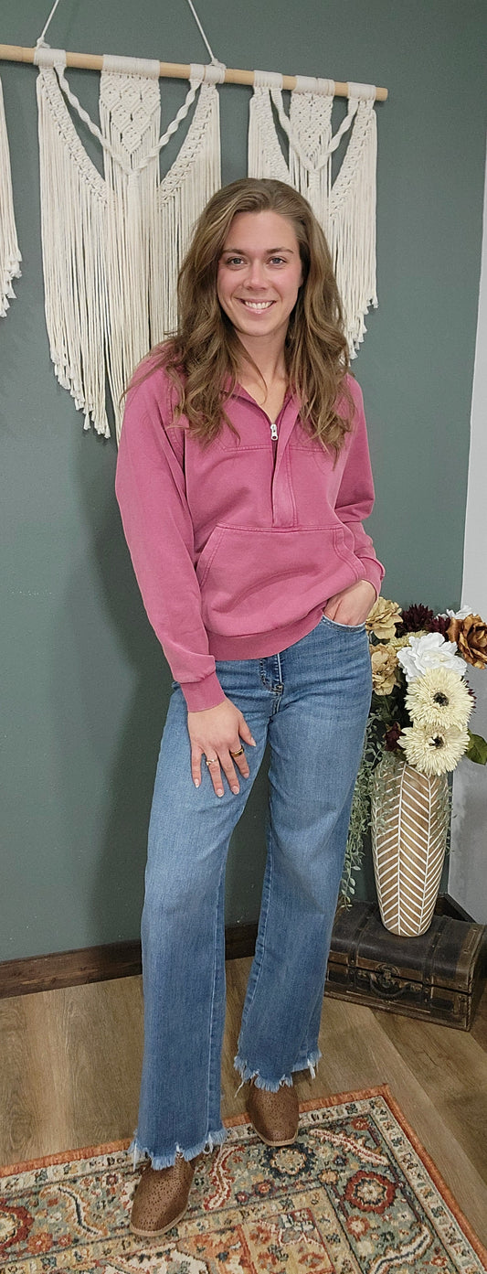 Michelle Mae Dark Mauve 1/2 Zip Hoodie