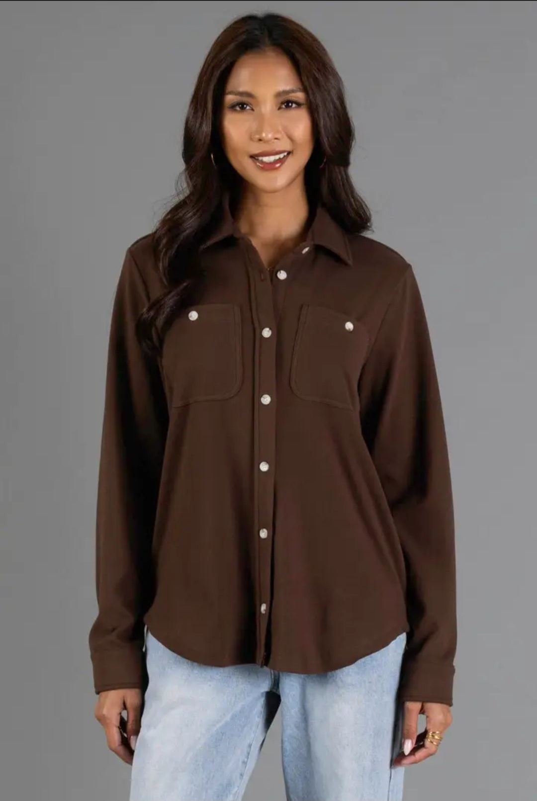 Panache Soft Button Up - Chocolate