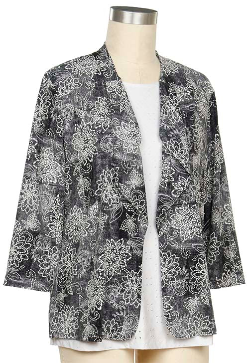 Southern Lady Dark Grey Embroidered Audrey Pullover Jacket