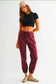 Mica High Rise Crop Jogger - Wine