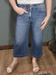 Risen High Rise Double Button Cropped Wide Leg Jean