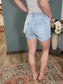 Risen High Rise Light Wash Denim Short
