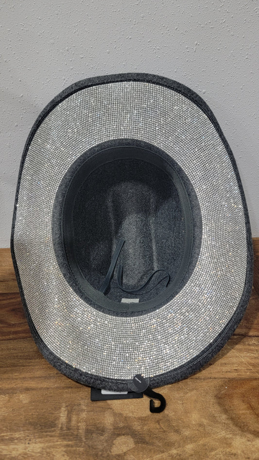 CC Beanie Western Cowboy Hat - Charcoal w/Rhinestones