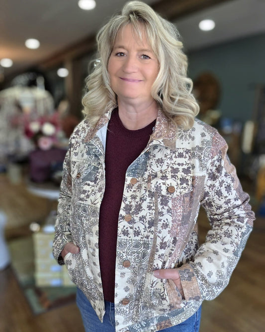 Risen Paisley Patchwork Denim Jacket
