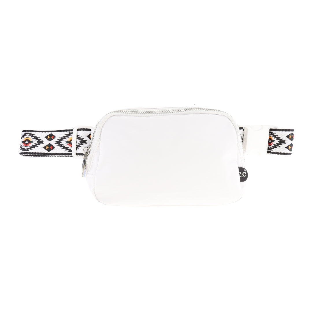 C.C White Aztec Strap Belt Bag