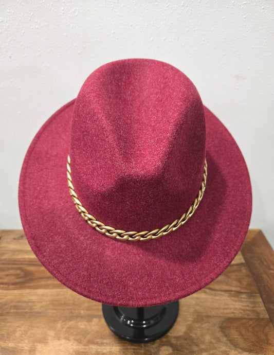 CC Beanie Fedora Hat - Heather Wine w/Chain Band