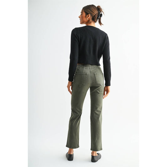 Mica Denim Mid-Rise Straight Ankle - Verdant Green