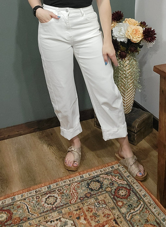 Vervet Barrel Leg Optic White Denim Jeans