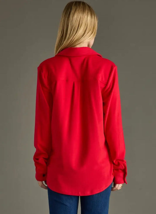Panache Soft Button Up - Red