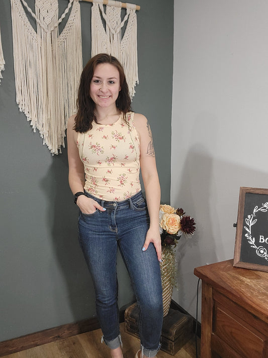 Bombom Yellow Floral Tank Top