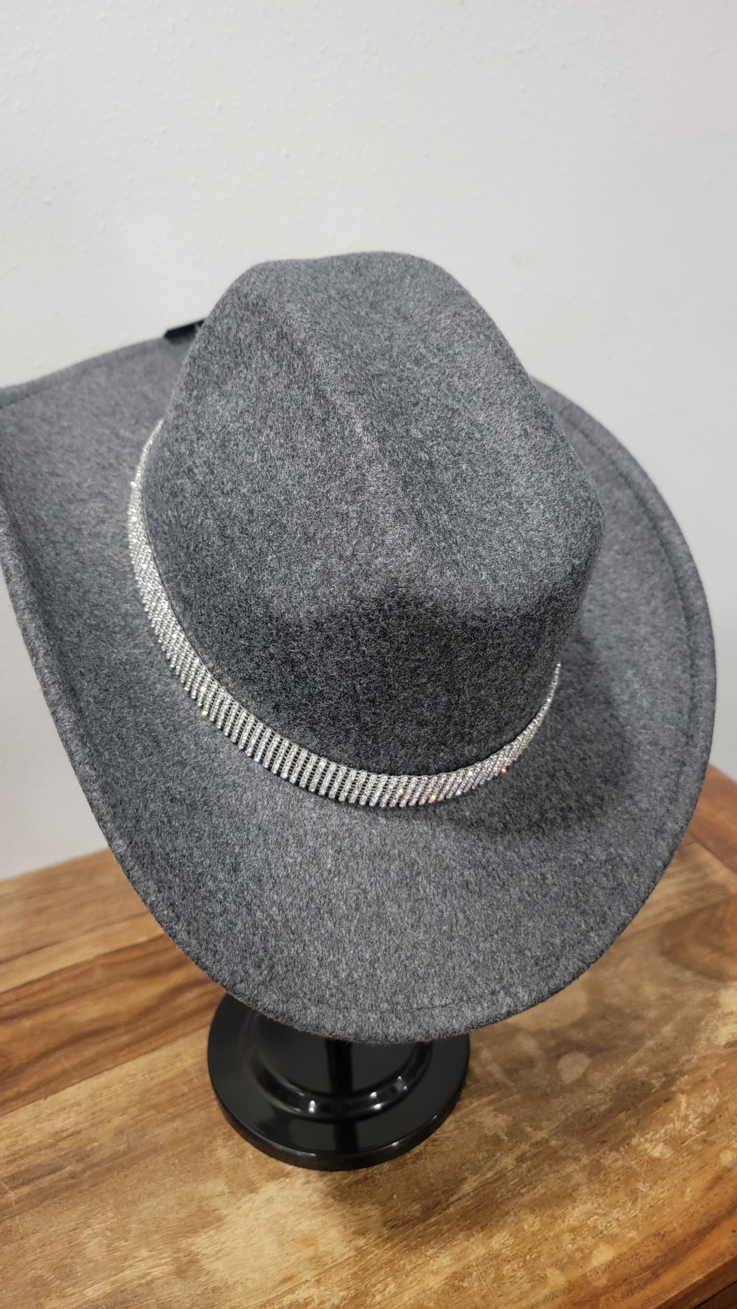 CC Beanie Western Cowboy Hat - Charcoal w/Rhinestones