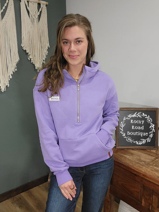 Ampersand Ave Comfort Zone Halfzip Sweatshirt - Lilac