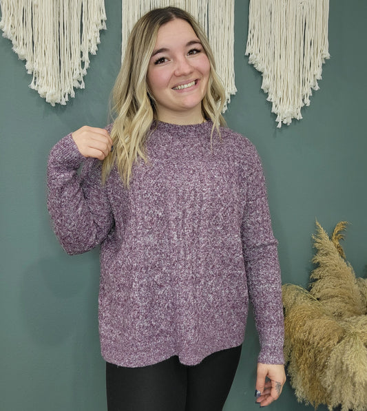 Purple Speckled Knit Staccato Sweater