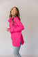 Ampersand Ave Hot Pink Side Slit Hoodie