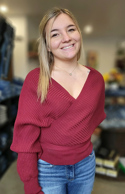 Burgundy Wrap Top