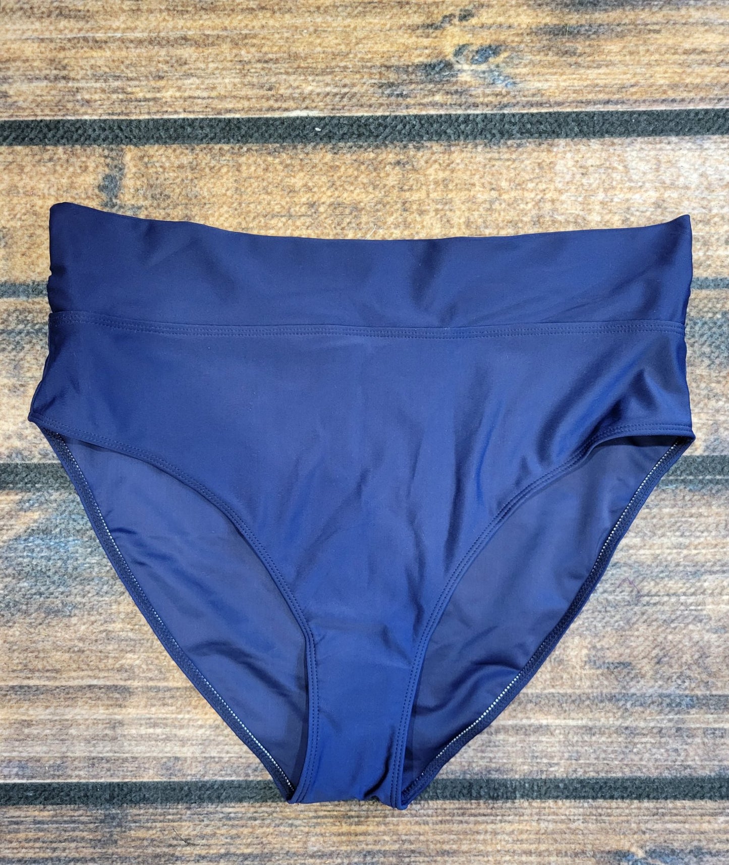 Navy Blue Plus Size High Waisted Tummy Slimming Bikini Bottoms
