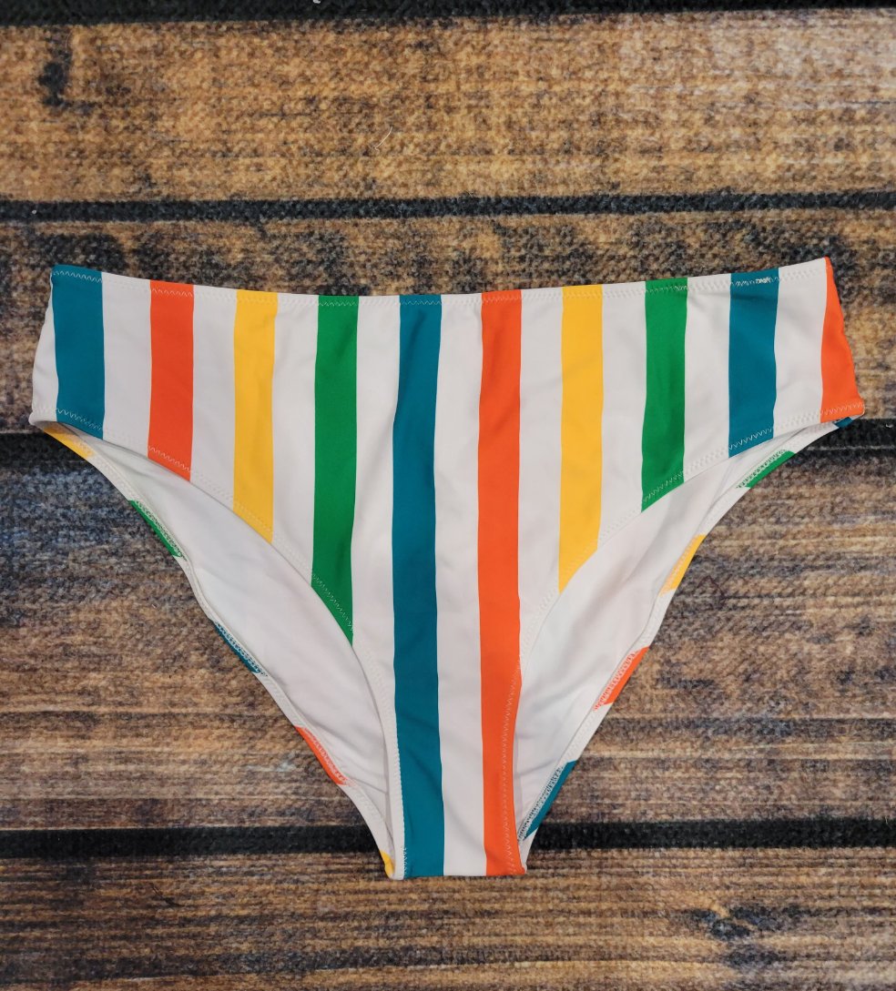 Plus Size Multi-Color Stripe Low Rise Bikini Bottoms