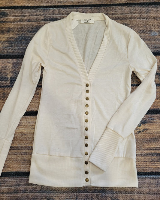 Snap Front Cardigan- Ivory