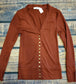 Snap Front Cardigan- Dark Rust