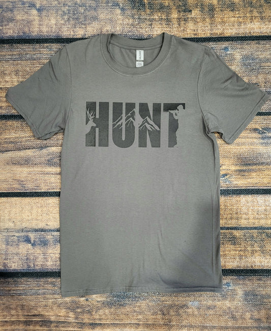 Mens Grey Hunt Graphic Tee