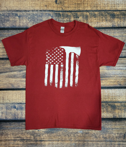 Mens Firefighter Flag Graphic Tee