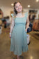 Sage Midi Ruffle Sleeve Dress