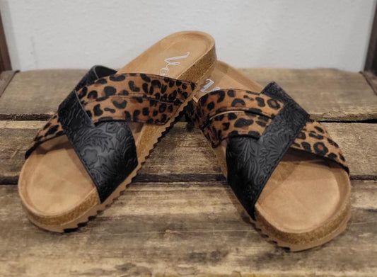 Very G Ari Black Leopard Sandals