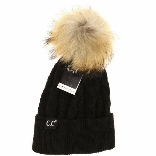 CC Exclusive- Black Label Special Edition Solid Cable Knit Beanie